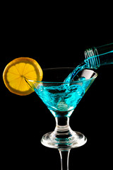 blue drink in glass	