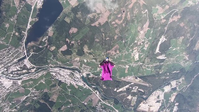 Wingsuit skydiving over Norway