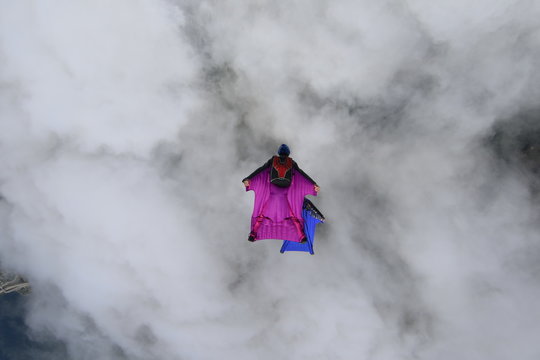 Wingsuit skydiving over Norway