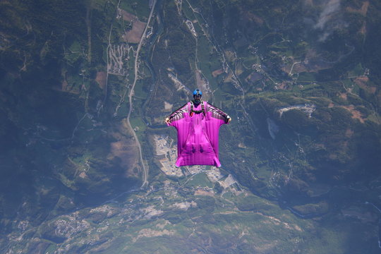 Wingsuit skydiving over Norway