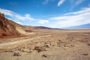 Golden Canyon Trailhead area next to Badwater Road in Death Valley National Park. California, USA