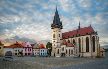 Old town square with a cathedral