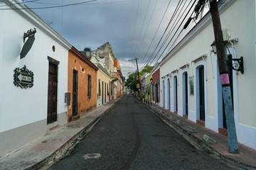 Historical street in the colonial city of Santo Domingo