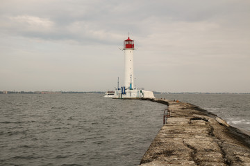 lighthouse on coast of Black sea port Odessa