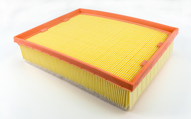 Rectangular air filter for the car, isolated on a white background with a clipping path.