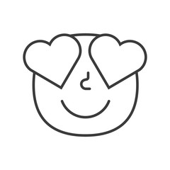Love smile fase black and white emoji. Vector eps 10
