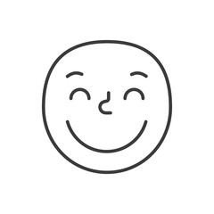 Kind smile fase black and white emoji. Vector eps 10