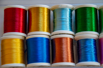colorful spools of thread
