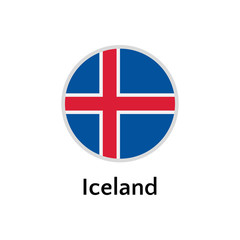 Iceland flag round flat icon, european country vector illustration