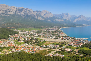 Fototapeta na wymiar Turkey (city Kemer), Mediterranean sea and mountains (view from mountain)