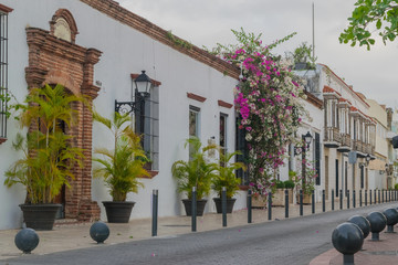 Historical street in the colonial city of Santo Domingo