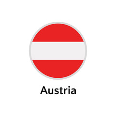 Austria flag round flat icon, european country vector illustration