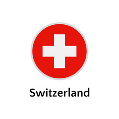 Obraz premium Switzerland flag round flat icon, european country vector illustration
