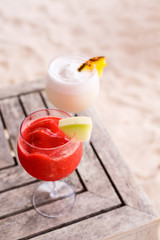 Exotic cocktails at beach