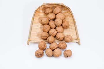 Walnuts in a bamboo winnow basket