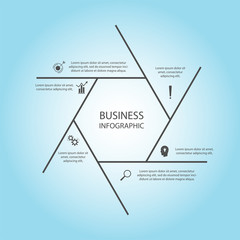 Business InfoGraphics, Hexagon diagram, Process Design, Marketing presentation , section banner