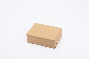 Recycle brown gift box isolated on white 