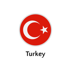 Turkey flag round flat icon, european country vector illustration