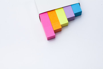 5 Color sticky post notes isolated on white 