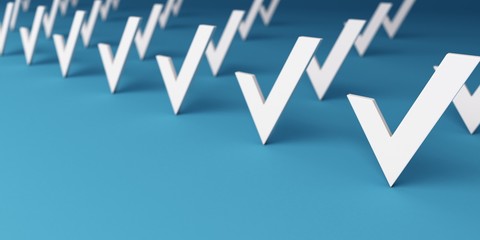 Check Marks Group. 3D Render Illustration © LogoStockimages