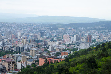 Georgia, Tbilisi View from Mountain with Houses