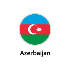 Azerbaijan flag round flat icon, european country vector illustration
