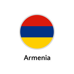 Armenia flag round flat icon, european country vector illustration