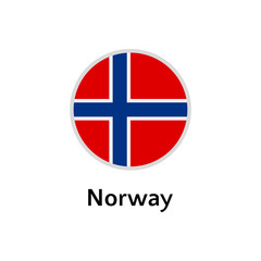 Obraz premium Norway flag round flat icon, european country vector illustration