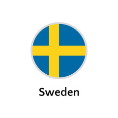 Sweden flag round flat icon, european country vector illustration
