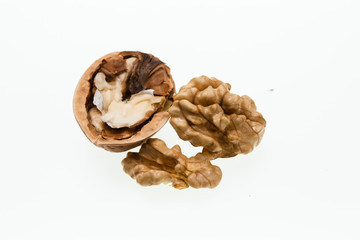 Kernel walnut isolated on the white background