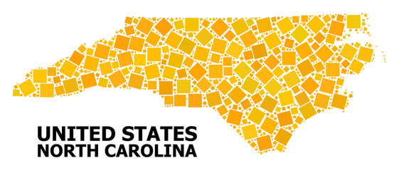 Golden Rotated Square Mosaic Map of North Carolina State