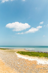 Vast seaside sandy beach walk