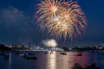 Fototapeta premium Japanese cherry blossom celebration in Hamburg, Germany Firework