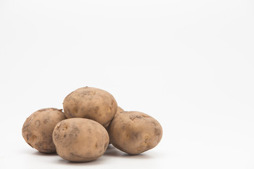 Fresh raw potatoes with copy space