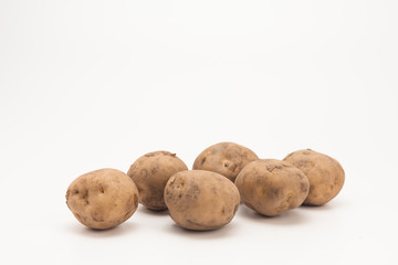 Fresh raw potatoes with copy space