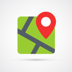 Colored map icon business  with pin trendy symbol. Vector illustration