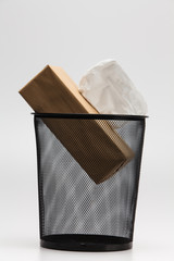 Tissue box and Metal trash bin