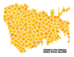 Gold Rotated Square Mosaic Map of Nuku Hiva Island