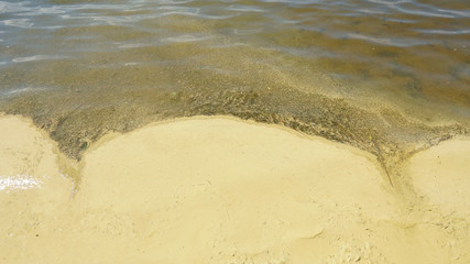 stale seafoam on a coastal lagoon water surface