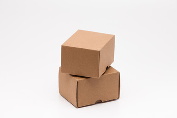Brown paper box on white background