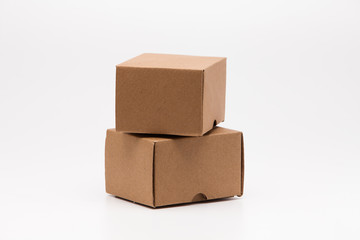 Obraz premium Brown paper box on white background