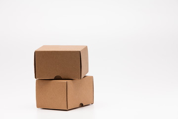 Brown paper box on white background