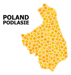 Golden Rotated Square Mosaic Map of Podlasie Province