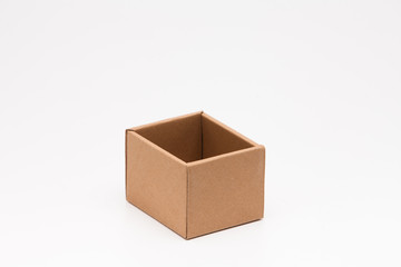 Brown paper box on white background