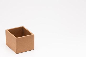 Brown paper box on white background