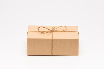 Brown gift box on white background
