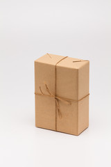 Fototapeta premium Brown gift box on white background
