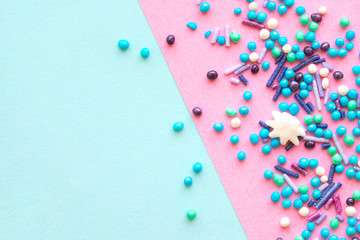 Colorful celebration background with candy.