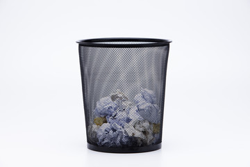 Crumpled Wastepaper basket full 