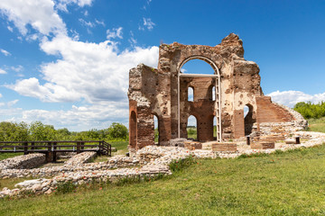 Ruins of early Byzantine Christian basilica know as The Red Church near town of Perushtitsa, Plovdiv Region, Bulgaria